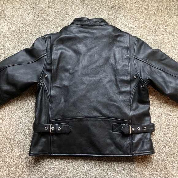 Y2K REDLINE LEATHER JACKET BLACK SIZE MEDIUM - Picture 8 of 11